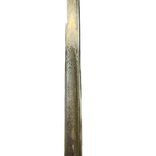 64 - George VI 1897 pattern infantry officer’s sword, foliate decoration to blade with one side featuring... 