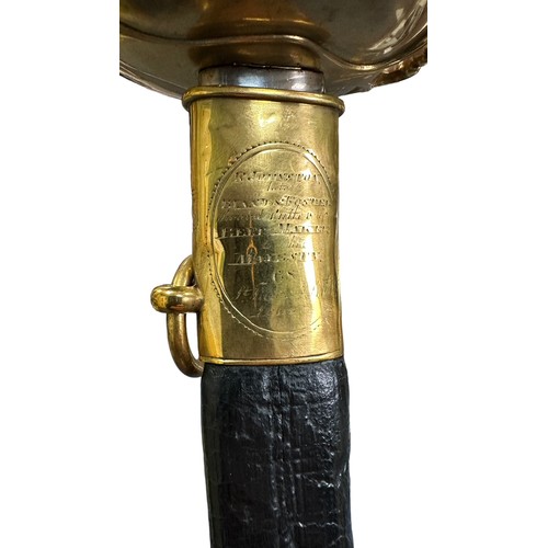 65 - Georgian double-edged presentation/court sword retailed by R Johnston with double kidney guard and g... 