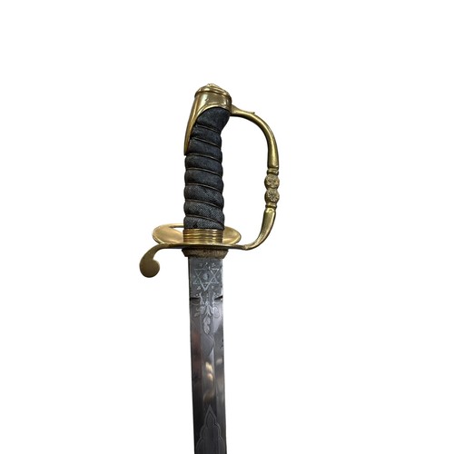 66 - Victorian mid-19th century Honourable Artillery Company officer’s sword, double-edged blade with fol... 