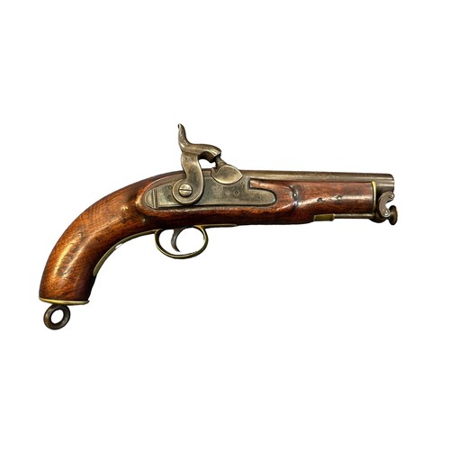 108 - Percussion Coast Guard pistol, 19th Century Percussion short sea service or coast guard pistol, 22 b... 