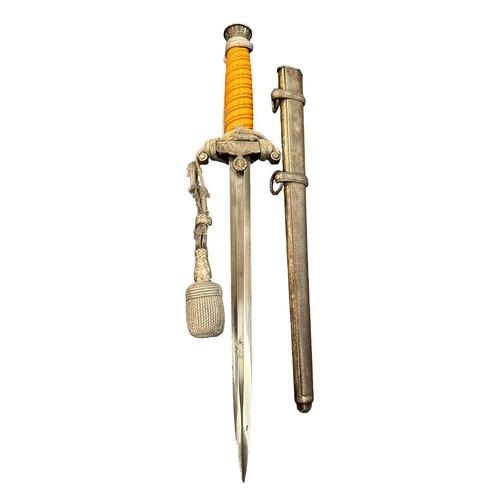 75 - German Third Reich Army Officers dress dagger by AWJR? Solingen with scabbard and portepee knot, ove... 