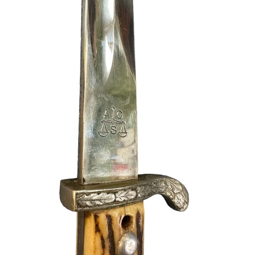 82 - Third Reich Police Bayonet by Alexander Coppel Solingen, finely detailed top pommel in the form of t... 