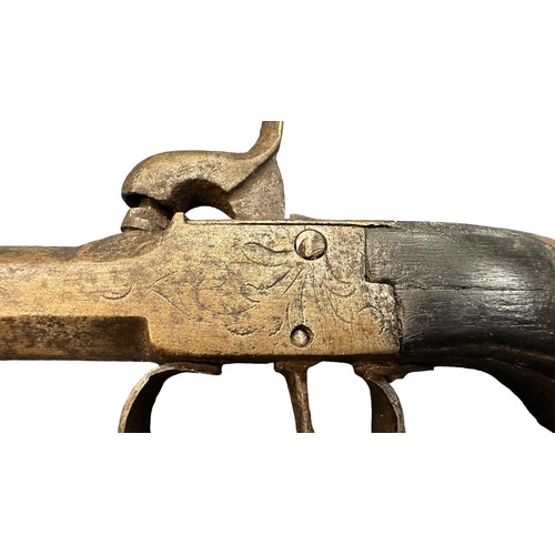 115 - French 19th century cap and ball pistol, wooden handle.