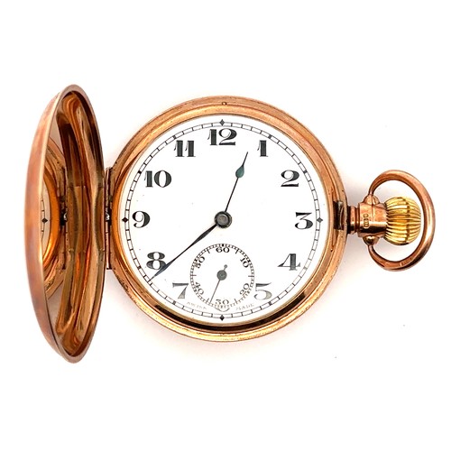 531 - A 9ct gold full hunter pocket watch with Swiss movement, AF, total weight 87g.