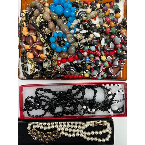 471 - A large number of bead necklaces and other jewellery items including several imitation pearl necklac... 