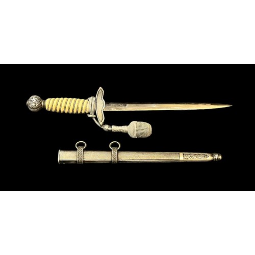 94 - German Third Reich Luftwaffe Officer dagger with portepee knot, maker partially obscured by sharpeni... 