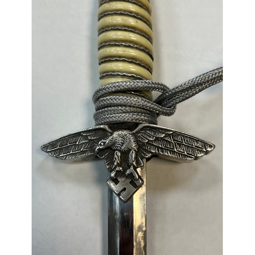 94 - German Third Reich Luftwaffe Officer dagger with portepee knot, maker partially obscured by sharpeni... 