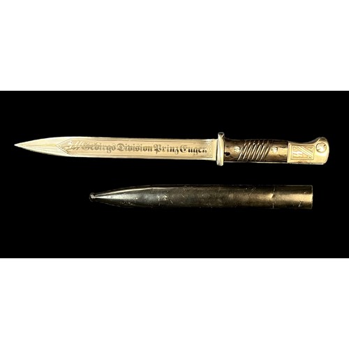 97 - German nickel plated dress bayonet, 26cm blade stamped ACS (Alcoso Solinghen), with steel scabbard, ... 