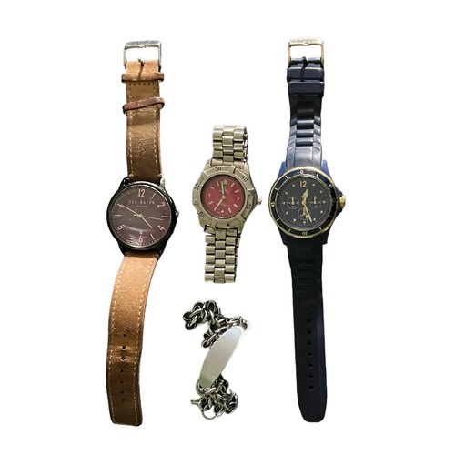 620 - Selection of three watches, to include; a Stainless Steel Rovel Quartz with red face reverse reads ‘... 