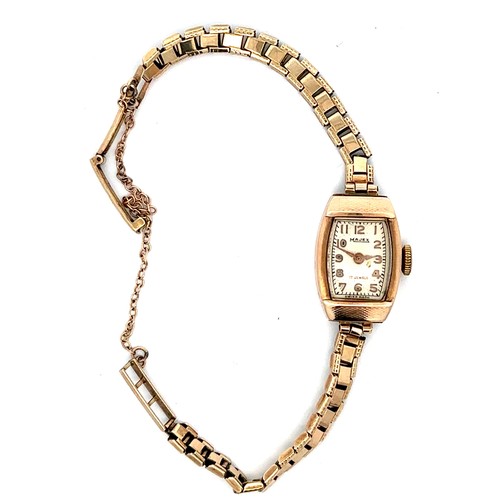 590 - A ladies Majex 17 jewel watch. Edinburgh 1952 hallmarks on watch, bracelet stamped 'Netonia 9ct'. Wa... 