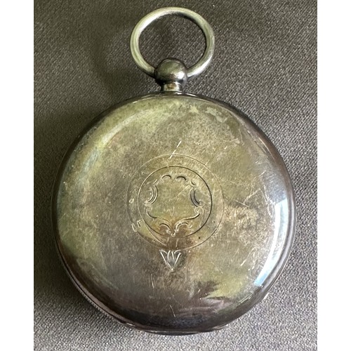 543 - Silver Waltham pocket watch with Dennison watch case and Birmingham 1905 hallmarks. Enamel dial (dam... 