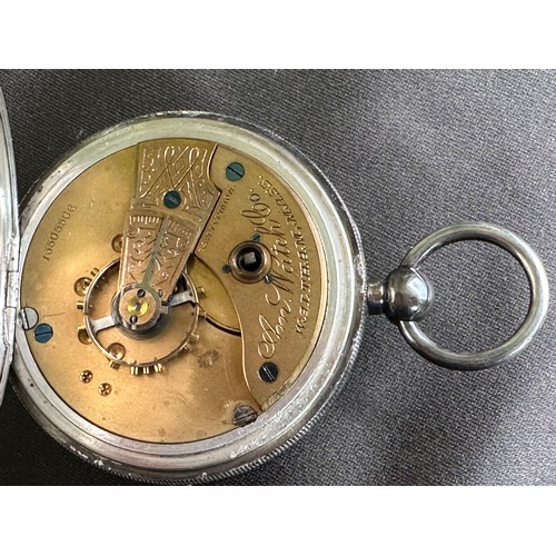 543 - Silver Waltham pocket watch with Dennison watch case and Birmingham 1905 hallmarks. Enamel dial (dam... 