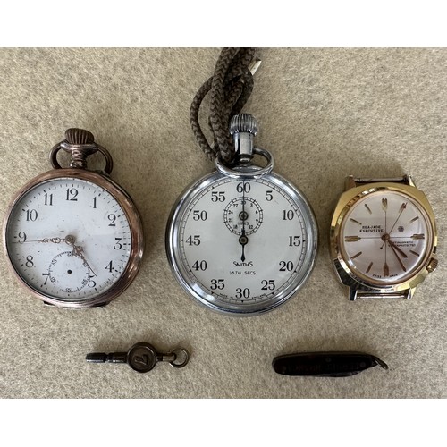 545 - A Smiths pocket watch, approx 52mm in diameter, a silver (800) pocket watch with Cylinder movement a... 