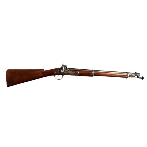 111 - Enfield Percussion Carbine, marked VR with Crown to lock and further marked 1861 Enfield, swivel ram... 