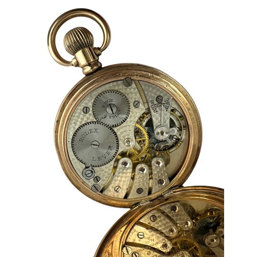 546 - Rolex Gold Plated Lever pocket watch, signed movement, signed dial with roman numerals, minute track... 