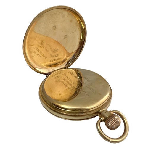 544 - c1930s Vertex Swiss 9ct gold pocket watch, half hunter, Swiss movement, total weight 96.5gms, manual... 