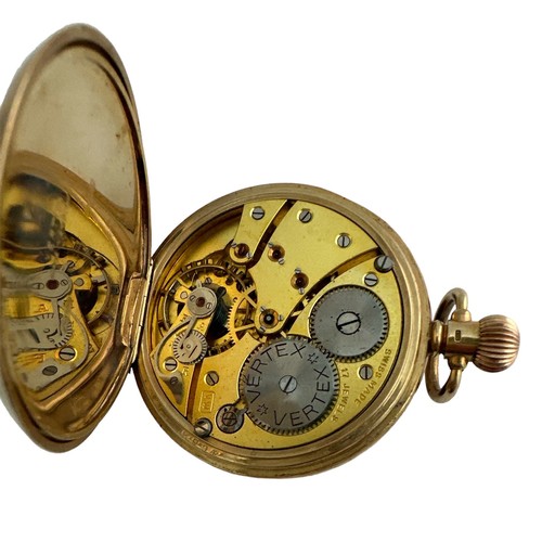 544 - c1930s Vertex Swiss 9ct gold pocket watch, half hunter, Swiss movement, total weight 96.5gms, manual... 