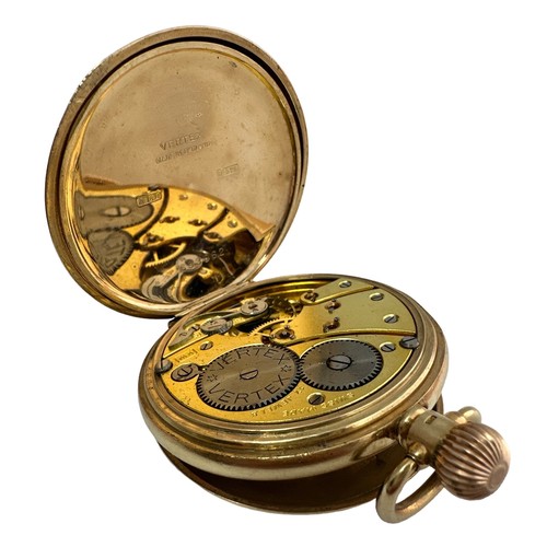 544 - c1930s Vertex Swiss 9ct gold pocket watch, half hunter, Swiss movement, total weight 96.5gms, manual... 