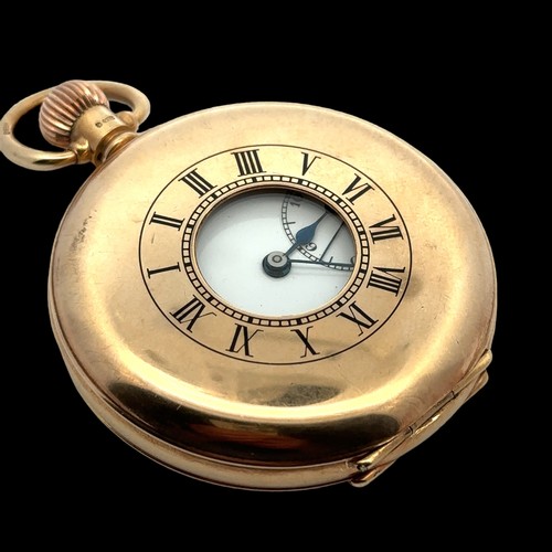 544 - c1930s Vertex Swiss 9ct gold pocket watch, half hunter, Swiss movement, total weight 96.5gms, manual... 