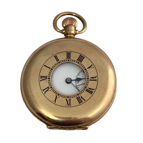 544 - c1930s Vertex Swiss 9ct gold pocket watch, half hunter, Swiss movement, total weight 96.5gms, manual... 