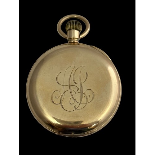 538 - c1931 J W Benson 9ct gold pocket watch, London pocket watch, Swiss movement, total Weight 82gms, man... 