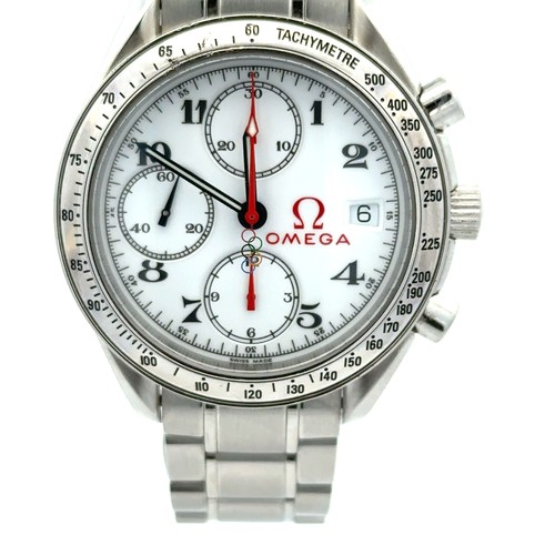 591 - 2008 Omega Speedmaster Beijing Olympic Edition wristwatch, full set, watch no.59525345, box, papers,... 