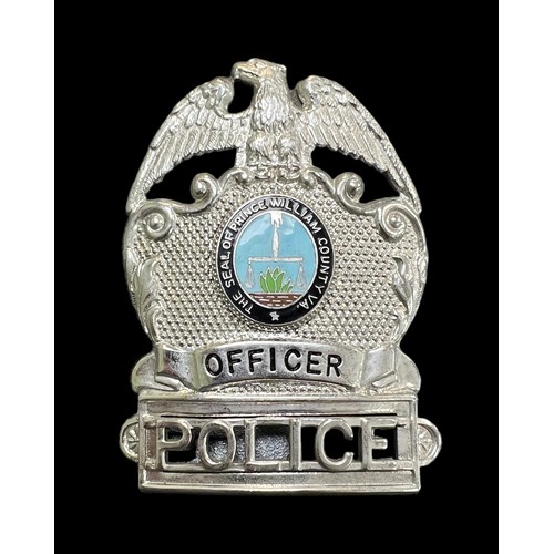 189 - The Seal of Prince William County VA Officer Police badge, enamel crest to front.