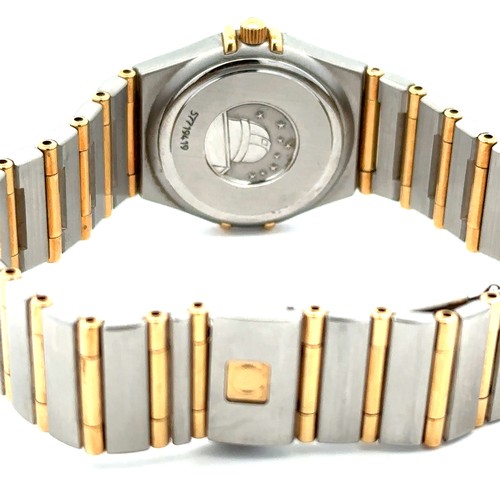 602 - 2001 Ladies Omega Constellation wristwatch, 18k gold & steel, mother of pearl diamond dial, with box... 