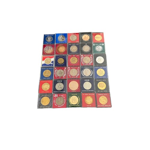 383 - Large collection of modern commemorative medals, many in hard plastic cases, several partially compl... 