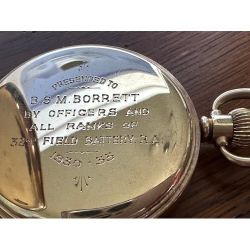 542 - c1929 Record Dreadnought 9ct gold pocket watch, total weight 75g, manual wind, in working order.