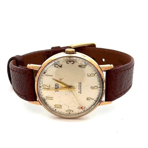 609 - 1960s Smiths Everest 9ct gold wristwatch, made in England, 19 Jewel, manual wind, in working order.