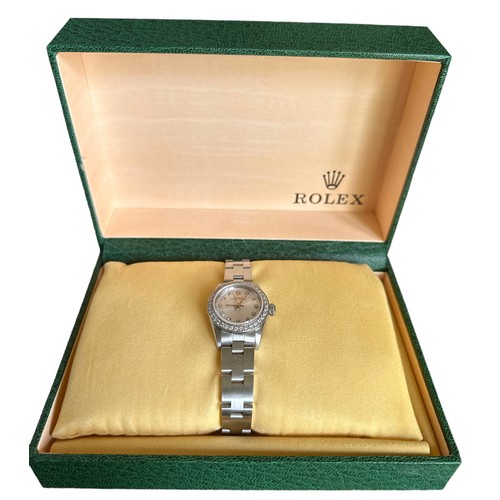 572 - 1995 Ladies Rolex Oyster Perpetual wristwatch, Steel with 18k gold & Diamond Bezel and Diamond Dot D... 