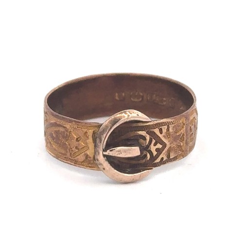 438 - A Victorian 9ct gold buckle ring, 1884 hallmark for Birmingham. Size O. Weight 2.23g approx.