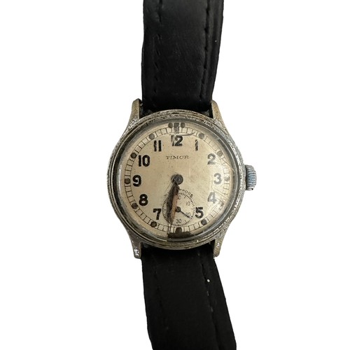 643 - Timor - Army Trade Pattern (ATP) c1942 wristwatch, with crows foot to back over A.T.P. / 138954, wit... 