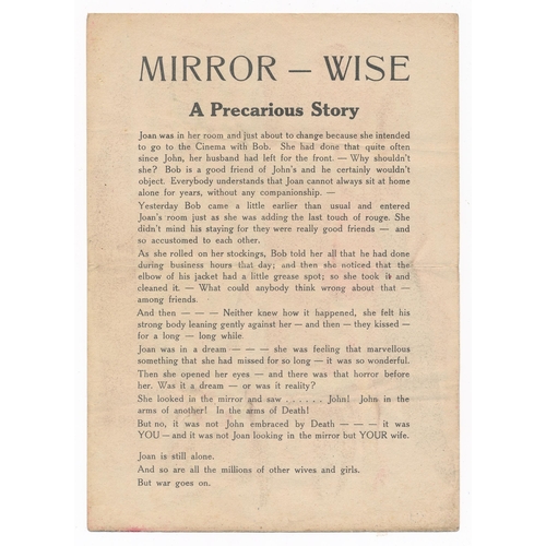 209 - ‘Mirror – Wise A Precarious Story’ (12.1944) Second World War airborne German Propaganda leaflet, th... 