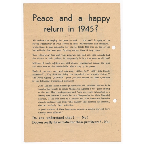 211 - ‘Peace and a happy return.. in 1945?’ (12.1944) Second World War airborne German Propaganda leaflet,... 