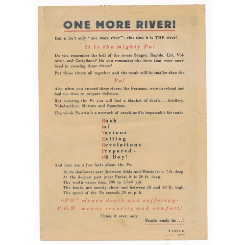 221 - ‘One More River!’ Second World War airborne German Propaganda pair of leaflets (x2), front depicts B... 