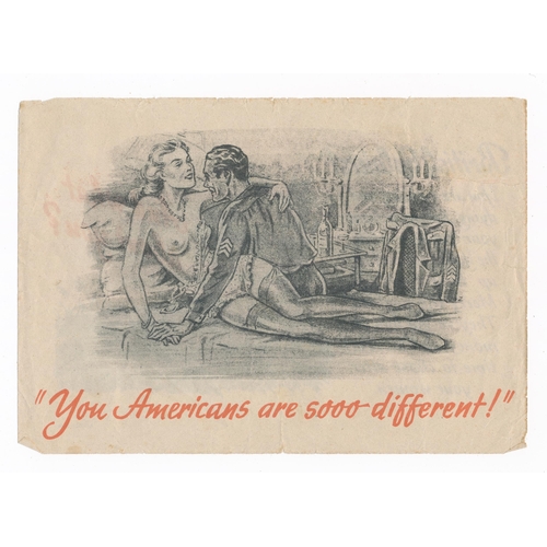 222 - “You Americans are sooo different!” Second World War airborne German Propaganda erotic leaflet, leaf... 