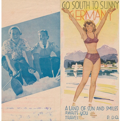 223 - ‘Go South to Sunny Germany’ Second World War airborne German Propaganda travel brochure leaflet, fro... 