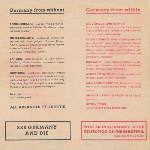 223 - ‘Go South to Sunny Germany’ Second World War airborne German Propaganda travel brochure leaflet, fro... 