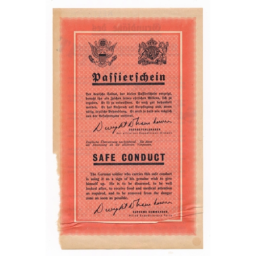 226 - ‘Safe Conduct’ Second World War D-day Safe Conduct German response ‘Safe Conduct’ leaflet, a rare le... 