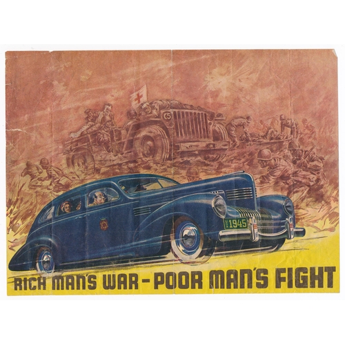 232 - ‘Rich Man’s War – Poor Man’s Fight’ (1945) Second World War airborne German Propaganda leaflet, fron... 