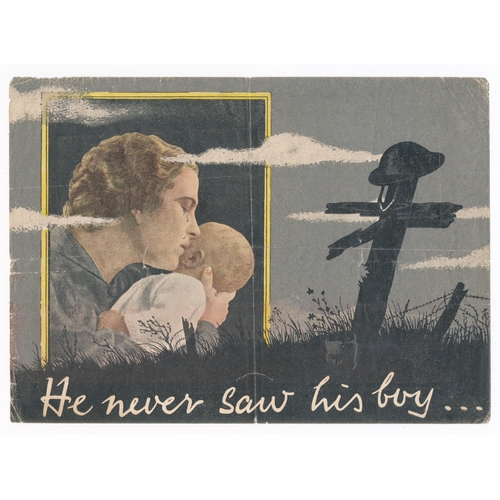 236 - ‘He never saw his boy…’ Second World War  airborne German Propaganda leaflet, front depicts a mother... 