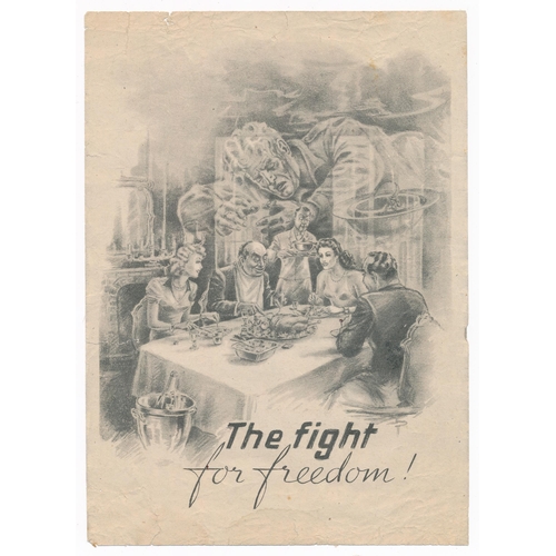 241 - ‘The Fight for freedom!’ Second World War airborne German Propaganda leaflet, front depicts Dwight E... 