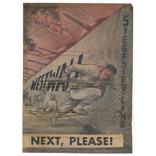 243 - ‘Next, Please!’ Second World War German airborne Propaganda leaflet, front depicts a soldier running... 