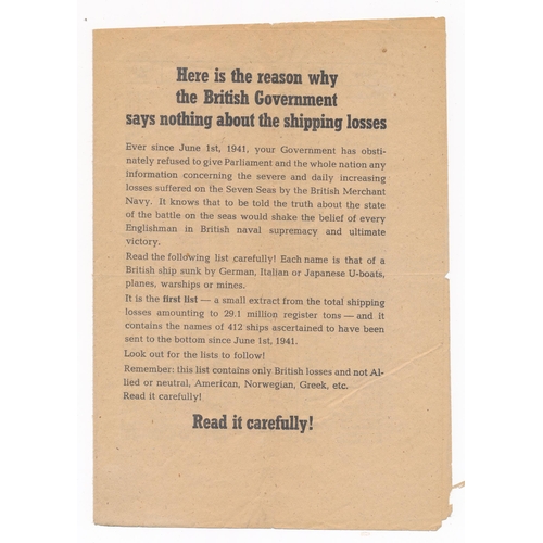 248 - ‘Here is the reason why the British Government says nothing about the shipping losses.’ Second World... 