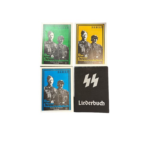 207 - Selection of four Third Reich modern reproduction song books, in yellow, blue, green and black with ... 