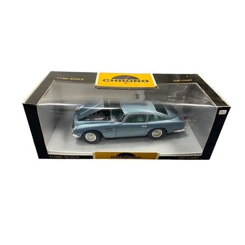 37 - Chrono. 1/18th scale Aston Martin DB5 metallic ice blue No. H1003, excellent (attached to plinth) in... 