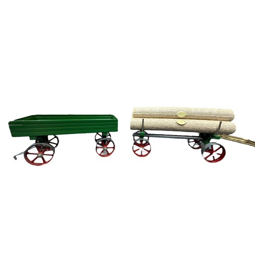 107 - Mamod. Pair of wagons, generally excellent in excellent boxes, with Lumber Wagon with printed polyst... 