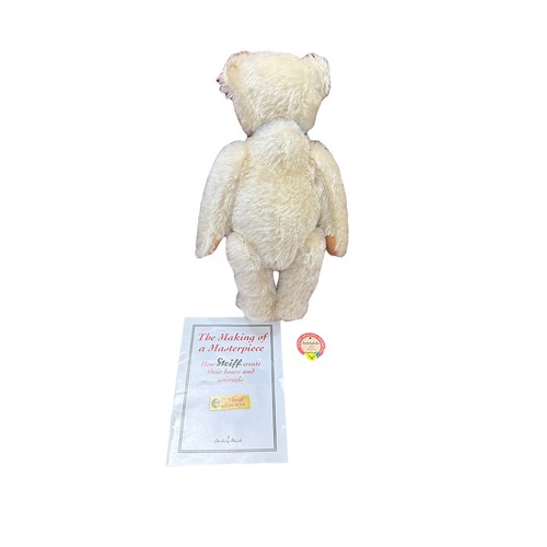 323 - Steiff. Replica 1953 teddy bear, white tag 408489, Limited edition of 5000, white mohair, chest tag ... 